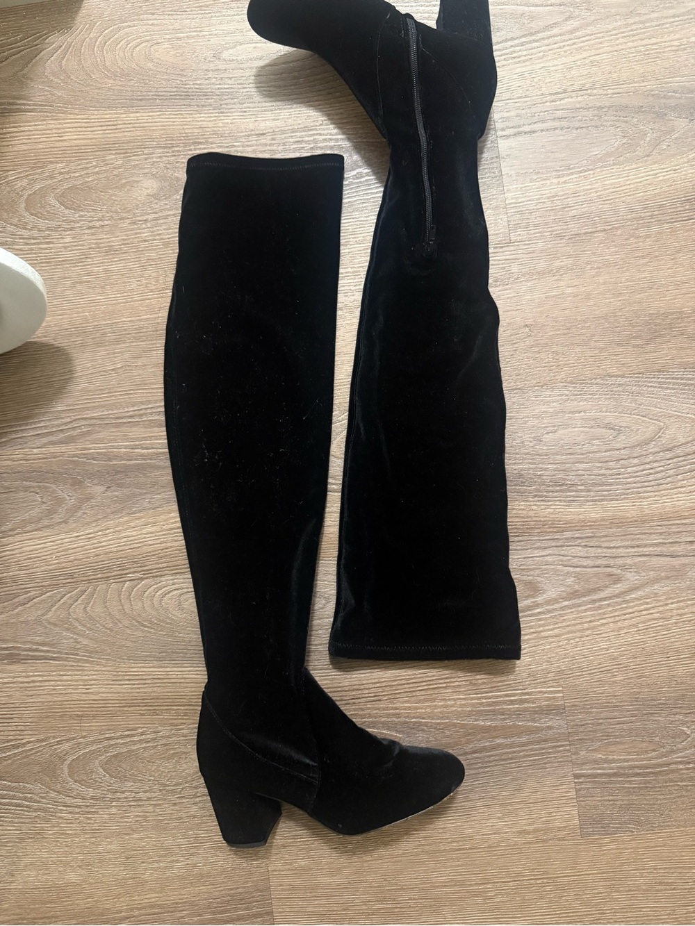 Black Over-the-Knee Velvet Boots - Women's Fashion Boot